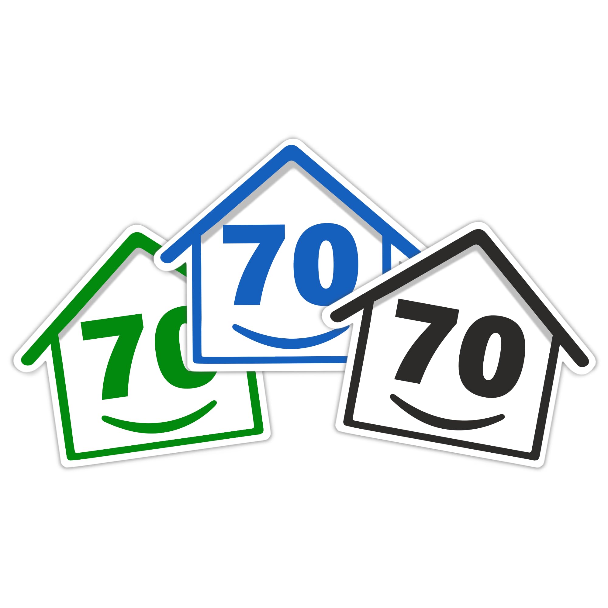3 x Bin Numbers for Wheelie Bins, 1-99, 15cm ‘Happy House’ Colour Design Dustbin Stickers, Easy Application Stick On Number Stickers - Weatherproof Self Adhesive Vinyl – Blue, Black and Green (14) — view 71