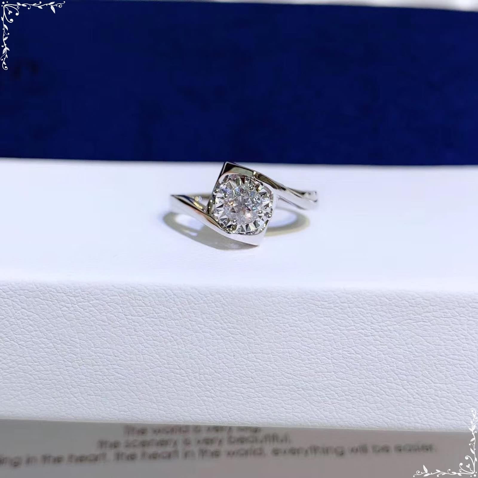 Anello Matrimonio Donna, Anello in Oro Bianco da Donna Cuore Cavo con moissanite