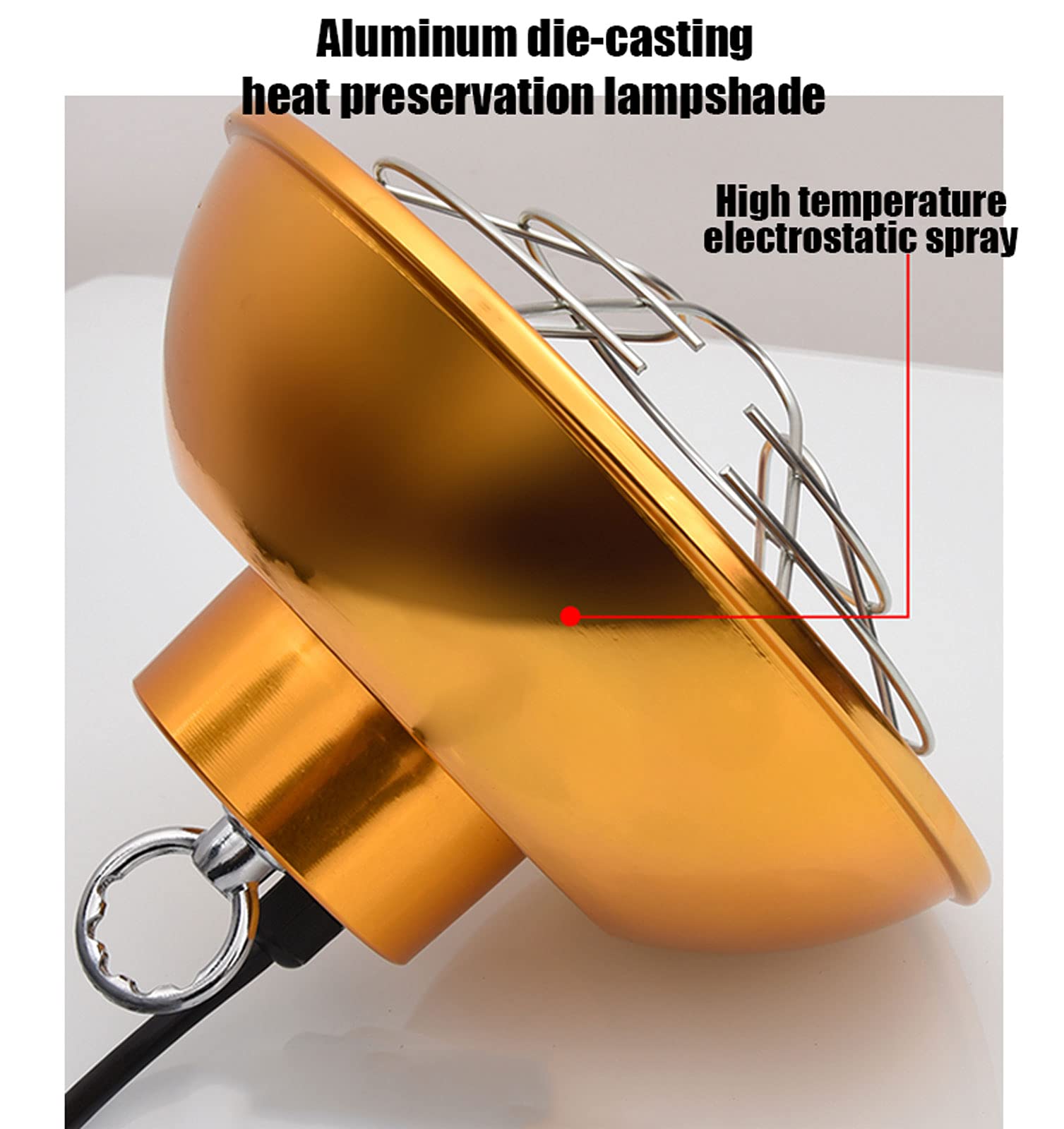 Lámpara de Calor para Cachorros Pollitos, lámpara de Calentamiento infrarroja de 220v para corderos, criadoras, Patos, lámpara de Calor para Aves de Corral con Tubo halógeno y Cadena (L)