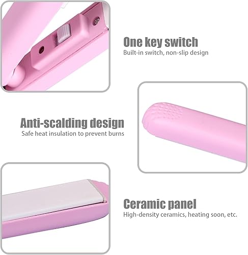 Miniatura 7 de Werdeny - Mini rizador de pelo de cerámica para cabello corto, mini rizador de cerámica 2 en 1 y alisador de pelo, mini rizador de pelo corto de 12