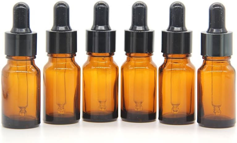 Yizhao Amber Glass Dropper Bottles 10ml, with Glass Pipette Dropper, for Essential oil, Aromatherapy, Laboratory, Massage, Makeup, Mixing, Travel– 12Pcs