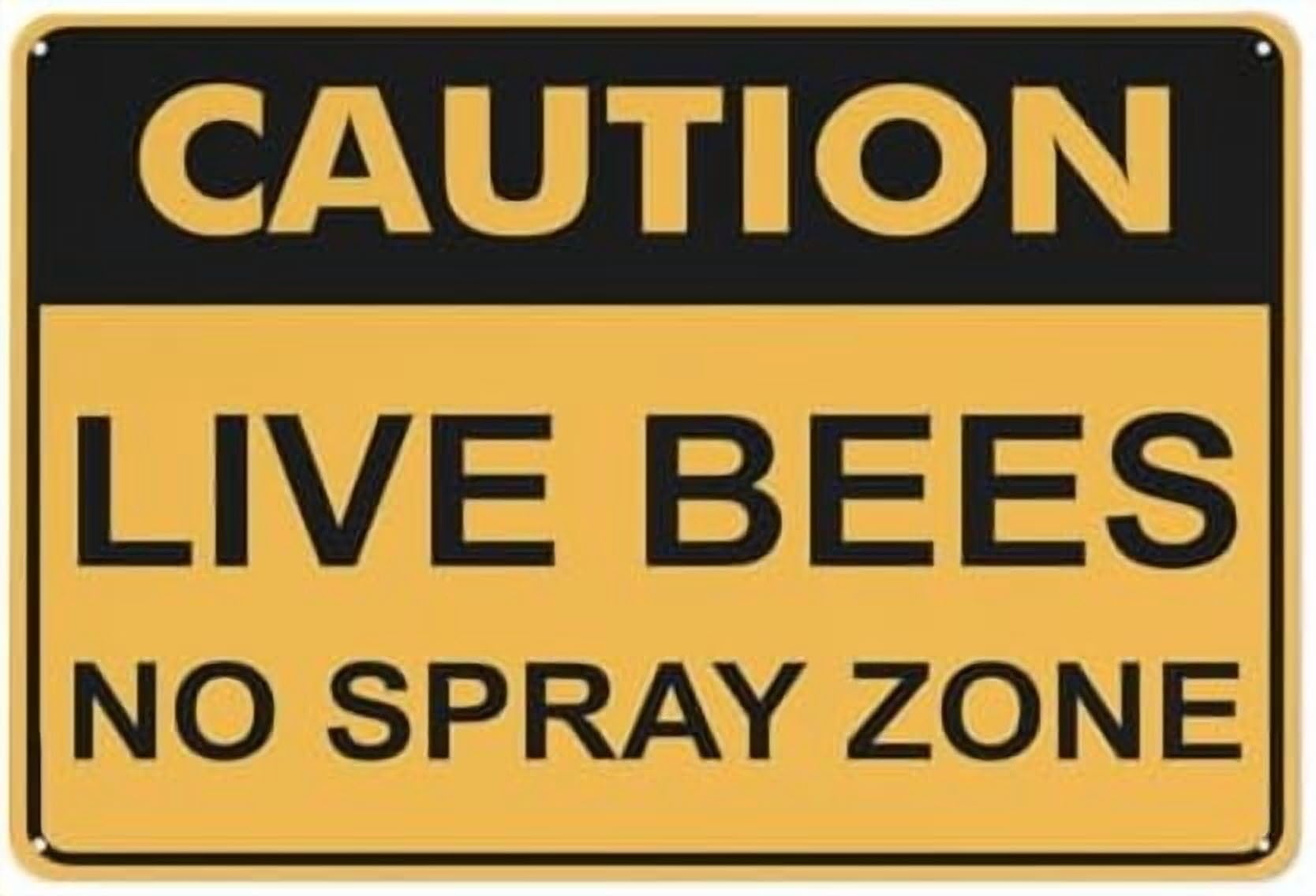 (2-Pack) Metal Tin Sign Caution Live Bees No Spray Zone Sign 12X8 Inches, Weather Resistant, Weatherproof, Indoor Or Outdoor