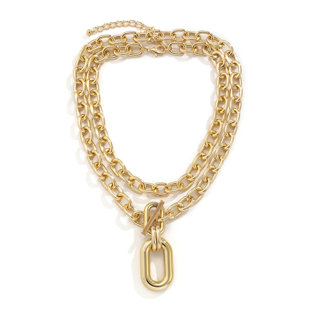 ALRNBY Gold Layered Necklace for Women Chunky Necklace