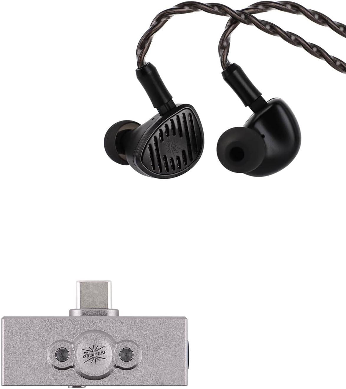 Linsoul Kiwi Ears Septet in Ear Monitor, 1DD + 4BA + 1 Planar + 1 PZT Quadbrid IEM Earphones, HiFi Wired Earbuds + Kiwi Ears Allegro Mini Portable IEM DAC