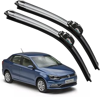 CARNYX Frameless Windshield Wiper Blades, Front Car Wipers Set of 2, Noise-Free, Durable Performance Compatible with (Ameo (Model : 2015-2019) (D-24,P-16))