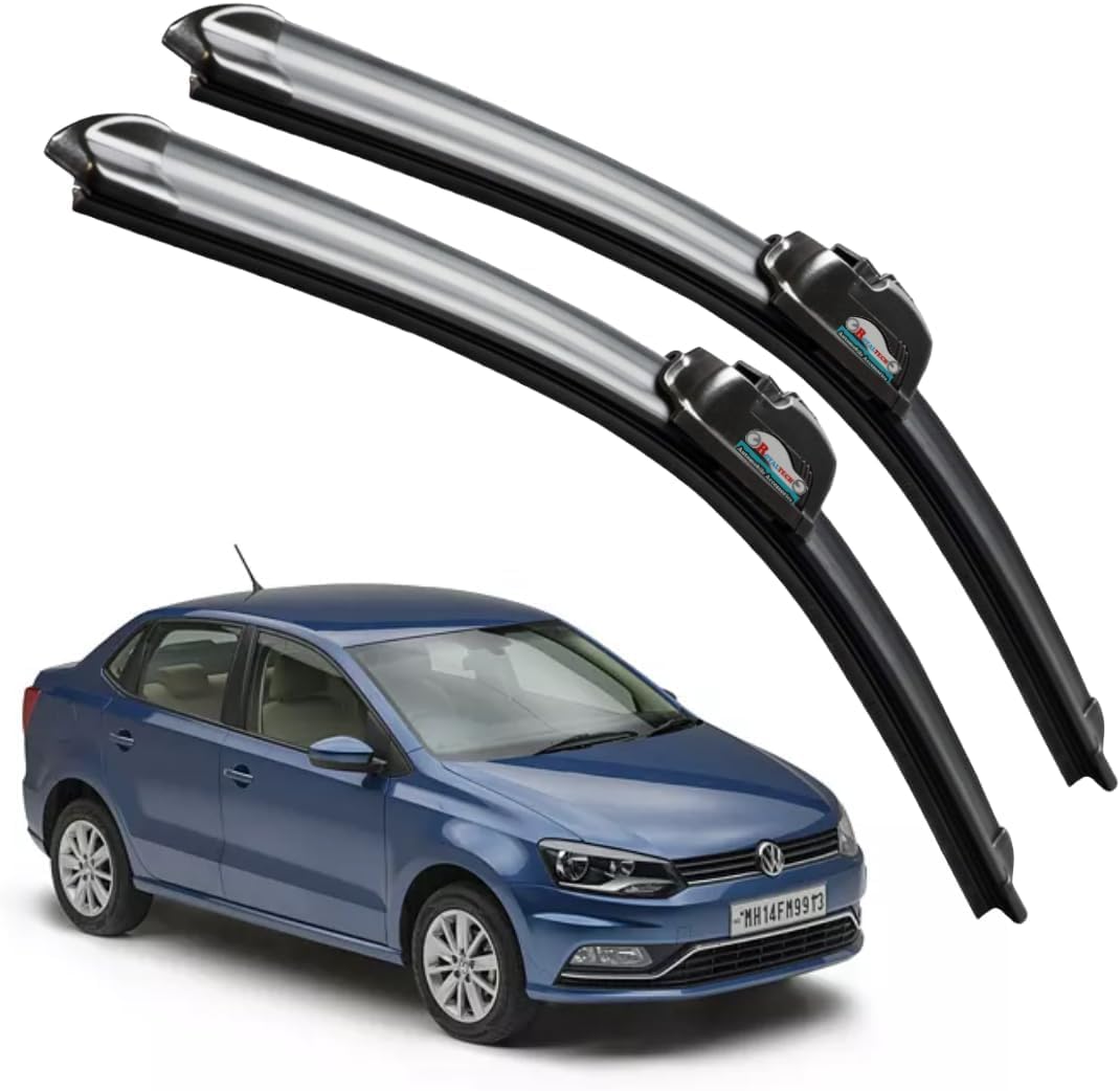 CARNYX Frameless Windshield Wiper Blades, Front Car Wipers Set of 2, Noise-Free, Durable Performance Compatible with (Ameo (Model : 2015-2019) (D-24,P-16))