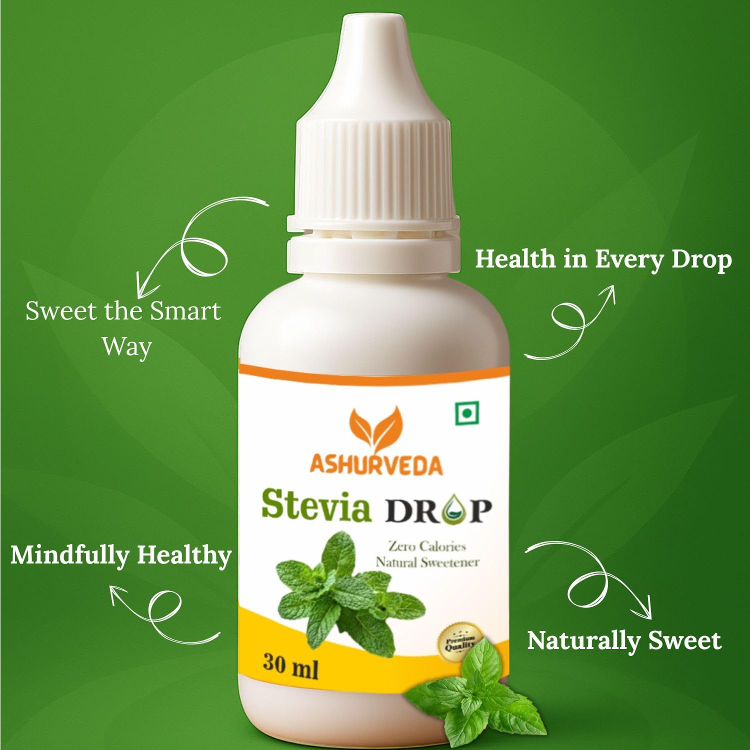 Ashurveda Stevia Drops 30 ml | Natural Plant-Based Sweetener for Beverages & Recipes | Zero Calorie Sugar Substitute | Ideal for Daily Use & Balanced Lifestyle | No Artificial Additives 3