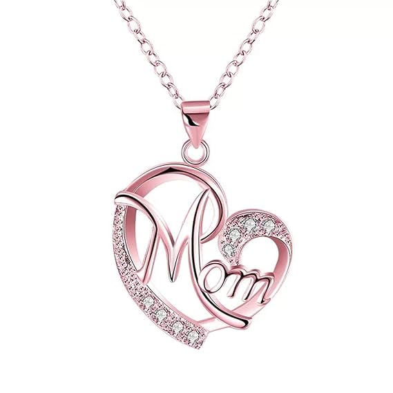 Mahi Rose Gold Plated Dual Heart Pendant for Mom with White Crystal Stones PS1101698Z