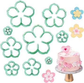KALAIEN Flower Fondant Cutter,Rose Cookie Cutters for Sugarcraft,9 Pcs Petal Fondant Flower Cutter Set for Cake Cupcake Decoration