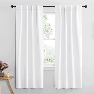 NICETOWN Living Room Curtains - (White Color) W34 x L72, Set of 2, Home Decor Modern Drapery Panels for Office/School/Hospital Window