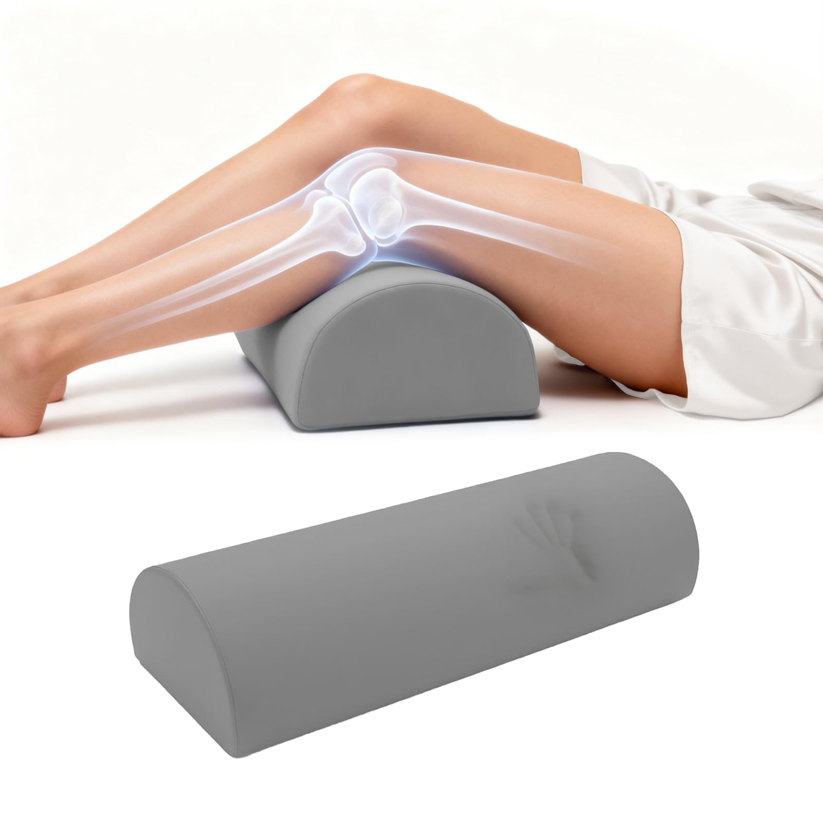 Almohada de refuerzo para piernas, almohada refrescante para dormir de espalda, almohada de media luna para cama, almohada de espuma viscoelástica debajo de la rodilla para dormir en la