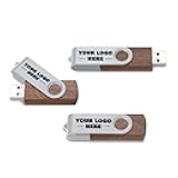 Custom USB Flash Drive 1GB 300 Pack Customized Thumb Drive Wood Shell Customizable USB Drive Logo Print Promotional Favors, Branding with TATMOHIK Personalized USB Stick