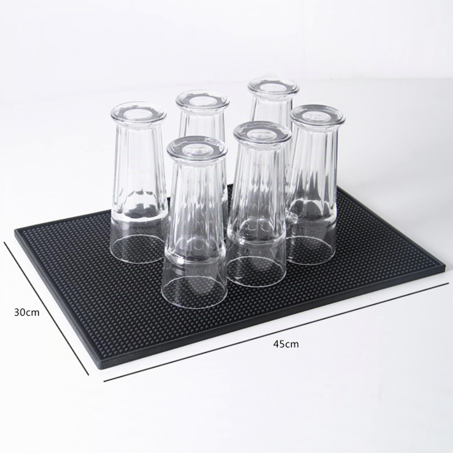 Homtone 45 x 30 cm Set di 3 tappetini da bar neri | Tappetino da Cucina, per Bicchieri, da Cocktail, per il Bancone e il Piano di Lavoro