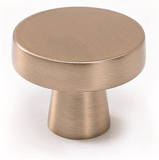 Cotykiley 10 Pack Champagne Bronze Kitchen Cabinet Knobs 1.2 inch Brushed Brass Drawer Pulls Solid Round Drawer Knobs Dresser Knobs Gold Cabinet Hardware Knobs for Dresser Drawers