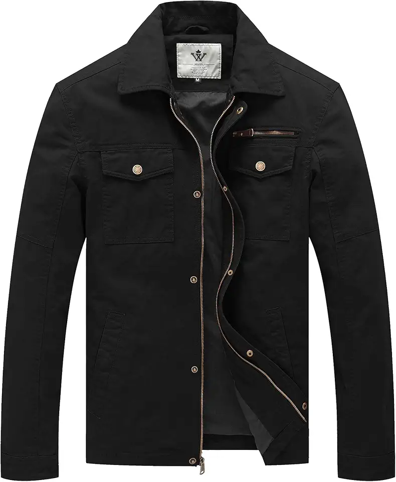Check out this WenVen Men's Casual Canvas Cotton Military Lapel Jacket from Amazon!