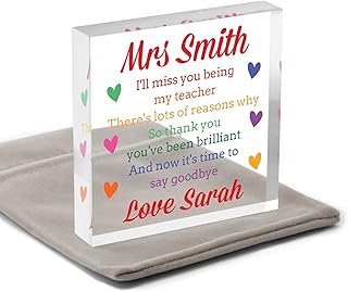 Teacher Goodbye Gifts - PERSONALISED I'll Miss You Teacher Gifts - Brilliant Teacher - End Of Term Gifts for Teacher, Head Teacher, Teaching Assistant - Teacher Gifts Women - With Grey Bag