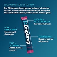 Vista 4 de DripDrop Hydration Packets - Sunburst Variety Pack - Single Serve Electrolytes Powder Drink Mix - Lemon Lime, Strawberry, Peach, Black Cherry