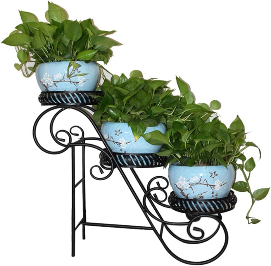 Flower Pot Holder Tray Shelf Potted Rack Wrought Iron Plant Stand Storage Shelves Creative Shelving 3 Tier Modern Home Decor for Indoor Outdoor Garden