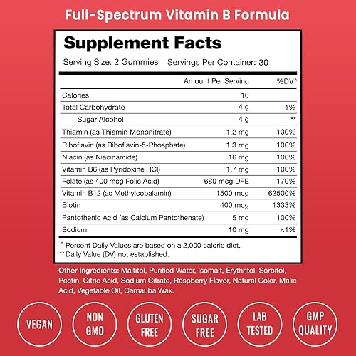 Miniatura 3 de NutraChamps Gomitas de complejo de vitamina B, gomitas de vitamina B aumentan la energía, vitaminas del complejo B B1, B2 (riboflavina), B3