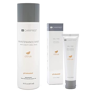 CariFree Gel 1100 and Maintenance Rinse Citrus Bundle, Hydroxyapatite Toothpaste | Fluoride Mouthwash| Neutralizes pH | Freshens Breath and Moistens