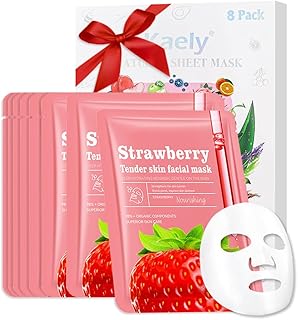 8 Pack Strawberry Kids Face Mask,Pink Face Masks Skincare Spa Day Kit Su...