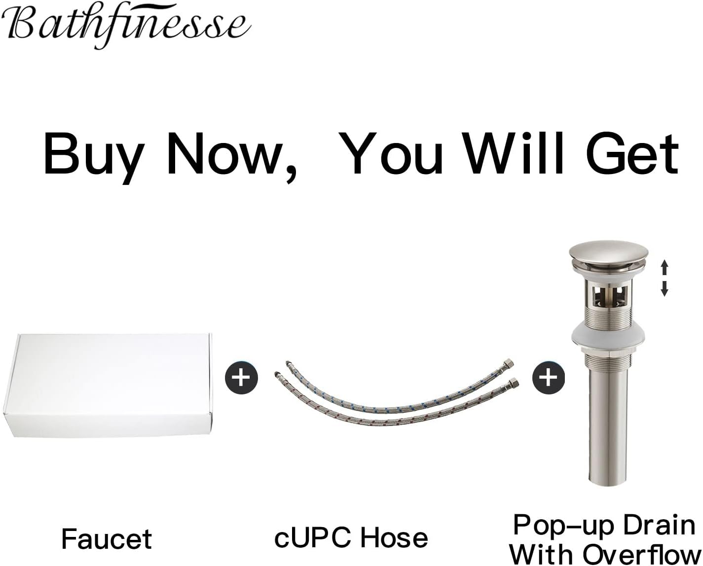 Exсluѕіvе Sресіаl Bathfinesse Bathroom Faucets for Sink 1 Hole Brushed Nickel Waterfall Vanity with Pop Up Drain Assembly Stopper Basin Satin Overflow One Handle Commercial Lavatory Deck Mount Supply Lines Lead-Free