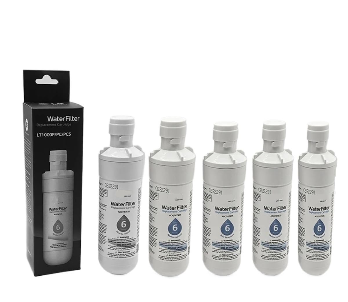 Cartucho De Repuesto For Filtro De Agua De Refrigerador - Compatible con LG LT1000P, ADQ74793501, ADQ74793502, MDJ64844601, AGF80300704(5PCS)