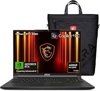 MSI Laptop Gaming Stealth 16" NVIDIA Studio RTX 5060 Ryzen AI 7 350 32GB RAM 1TB SSD OLED 16" QHD+ 240Hz/Teclado en español/2 años de garantía + Incluye Mochila