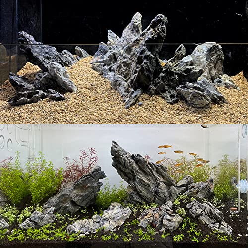 KINGRUI Natural Seiryu Rock Stone, Dragon Stone, Suitable for Aquarium Landscaping Models and Fish Tank Decoration, Reptile and Amphibian enclosures 3-6inch-11 lbs.