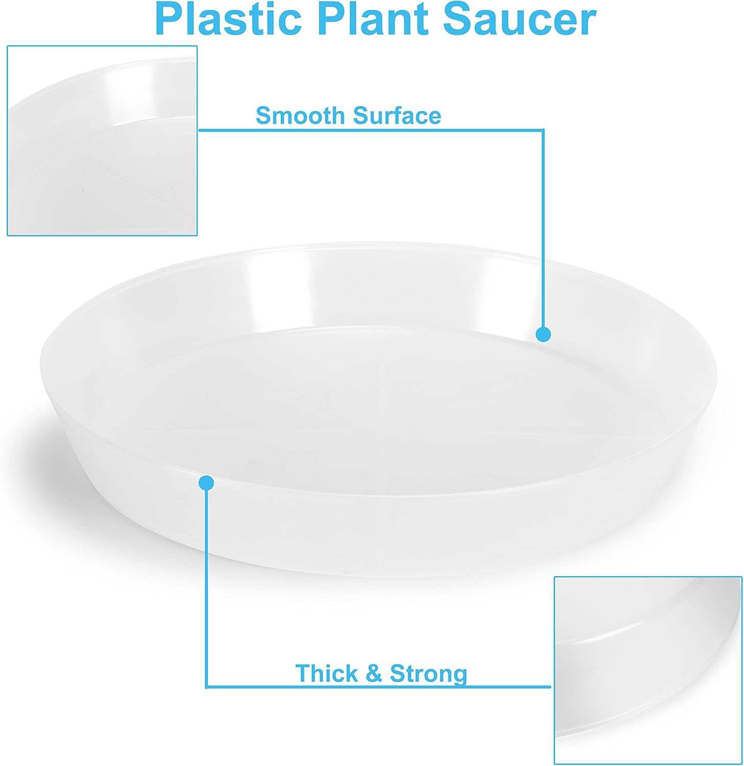 12 Inch (10.1 Inch Base) Case of 10 Plant Saucer - Natural Color Polypropylene – Heavy Duty Indoor/Outdoor Tray and Drip Pan – Collects Flower Pot Excess Water Made in USA