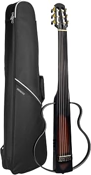 WishMade Fretless Electric Silent Travel Guitar Classical Nylon String Mahogany Body Removable Alloy Frame Headphone Practice Mode Sunburst