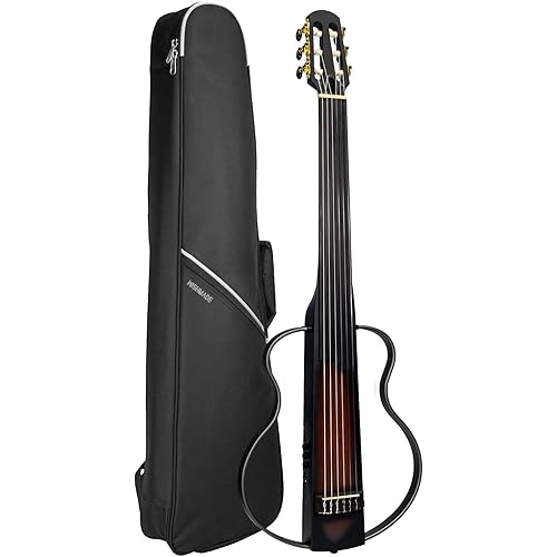 WishMade Fretless Silent Travel Guitar Electric Classical Guitar Classic Nylon String Mahogany Body with Removable Frames Gig Bag (Sunburst)