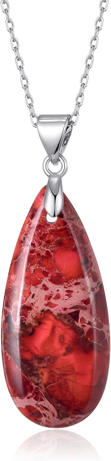 Red Necklace for Women Red Teardrop Gemstone Pendant Necklace Boho Jewelry Gifts for Women Mom
