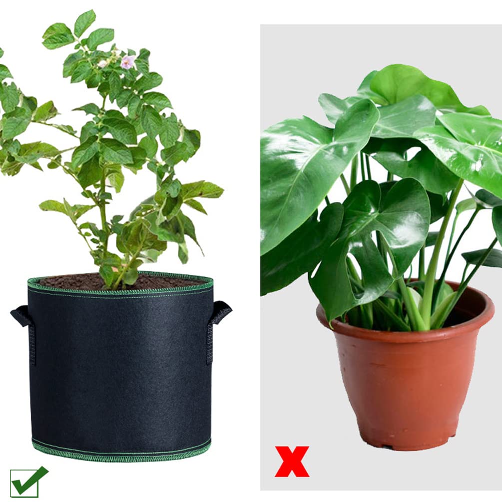 7 Gallon Grow Bags voor Plants 5-Pack Verdikte Non-woven Beluchting Stof Potten met Handgrepen en Gaten, Plant Stof Containers (5-Pack 7 Gallon