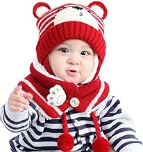 NLAND Chapeau Echarpe Enfant Hiver Bébé Bonnet Tricoté Chaud Chapeaux pour Filles Garçons 6-24 Mois