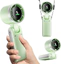 Commem Portable Handheld Mini Fan, 50000 RPM Foldable Powerful Winds Turbo Fans, 5000mAh Battery USB Rechargeable Personal Fan with 5 Speed Adjustable, Digital Display, For Women Men Travel & Outdoor gallery image