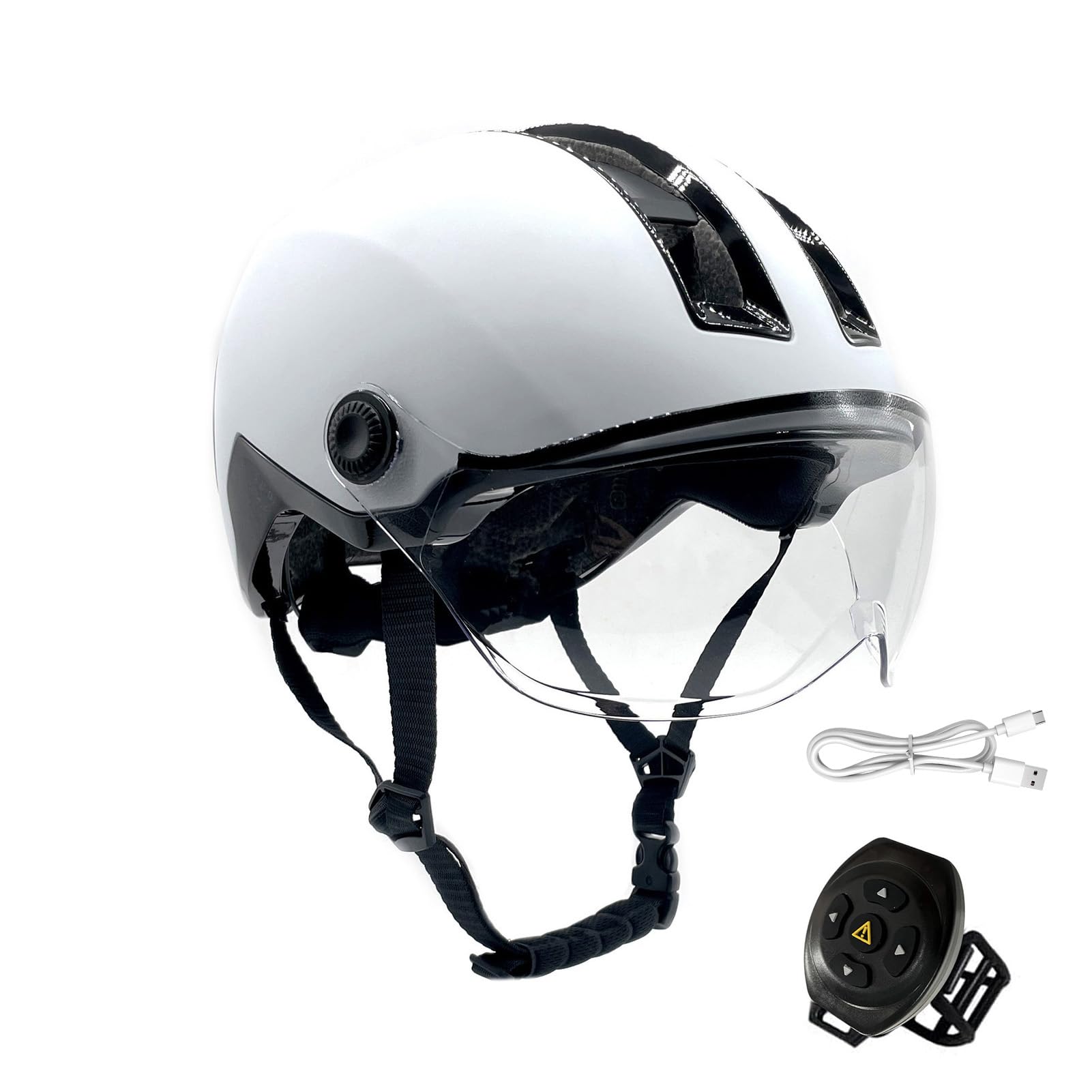 POENVFPO Casco de Bicicleta, Casco de Ciclismo de Carretera ABS PC con Pantalla LED, Espejo de Viento Ajustable, Diseño Ligero Recargable de 800 MAh para Viajeros y Ciclistas Adultos