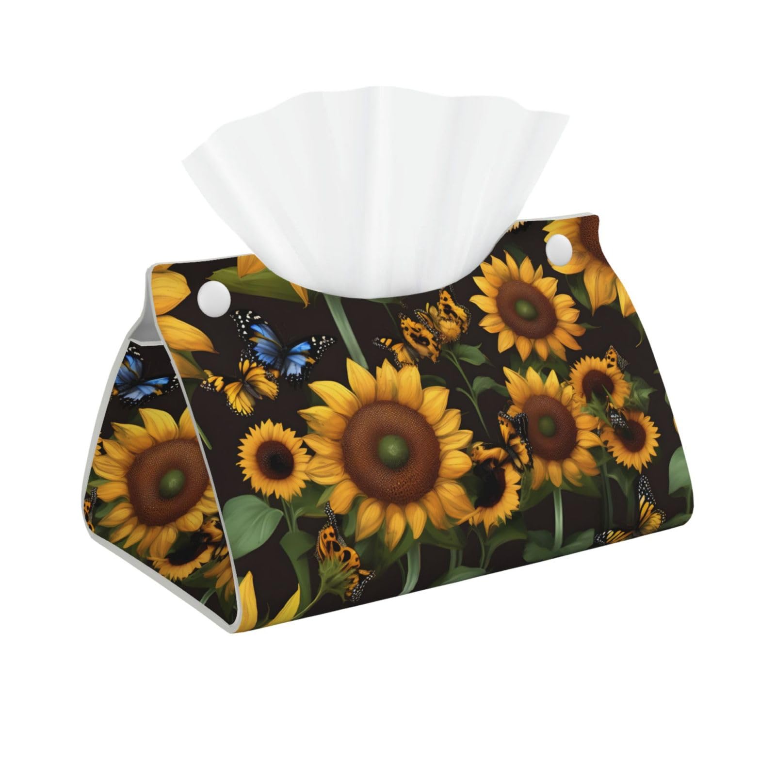 Sunflower Floral Butterflies Art Print Long Tissue Box Cover Tissue Dispenser Box For Living Room, Office, Car, Bathroom