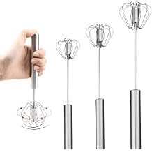 3 Pack Stainless Steel Egg Whisk, Hand Push Whisk Blender