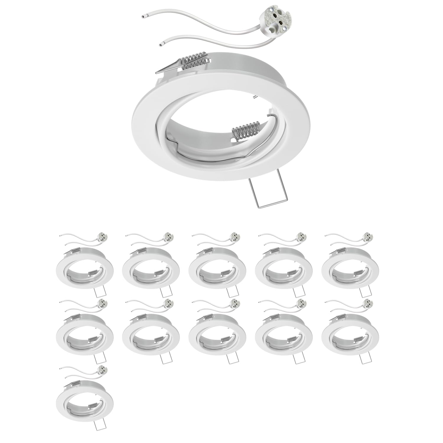 ledscom.de 12x Ceiling recessed Frame Fere recessed Frame White matt swivelling (LED/halogen/MR16/50mm) incl. GU5.3 Socket