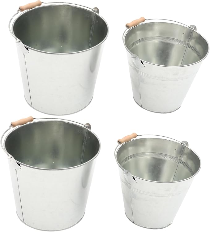 BUTIFULSIC 2pcs Metal Fireplace Ash Bucket Oil Storage Bucket Buckets