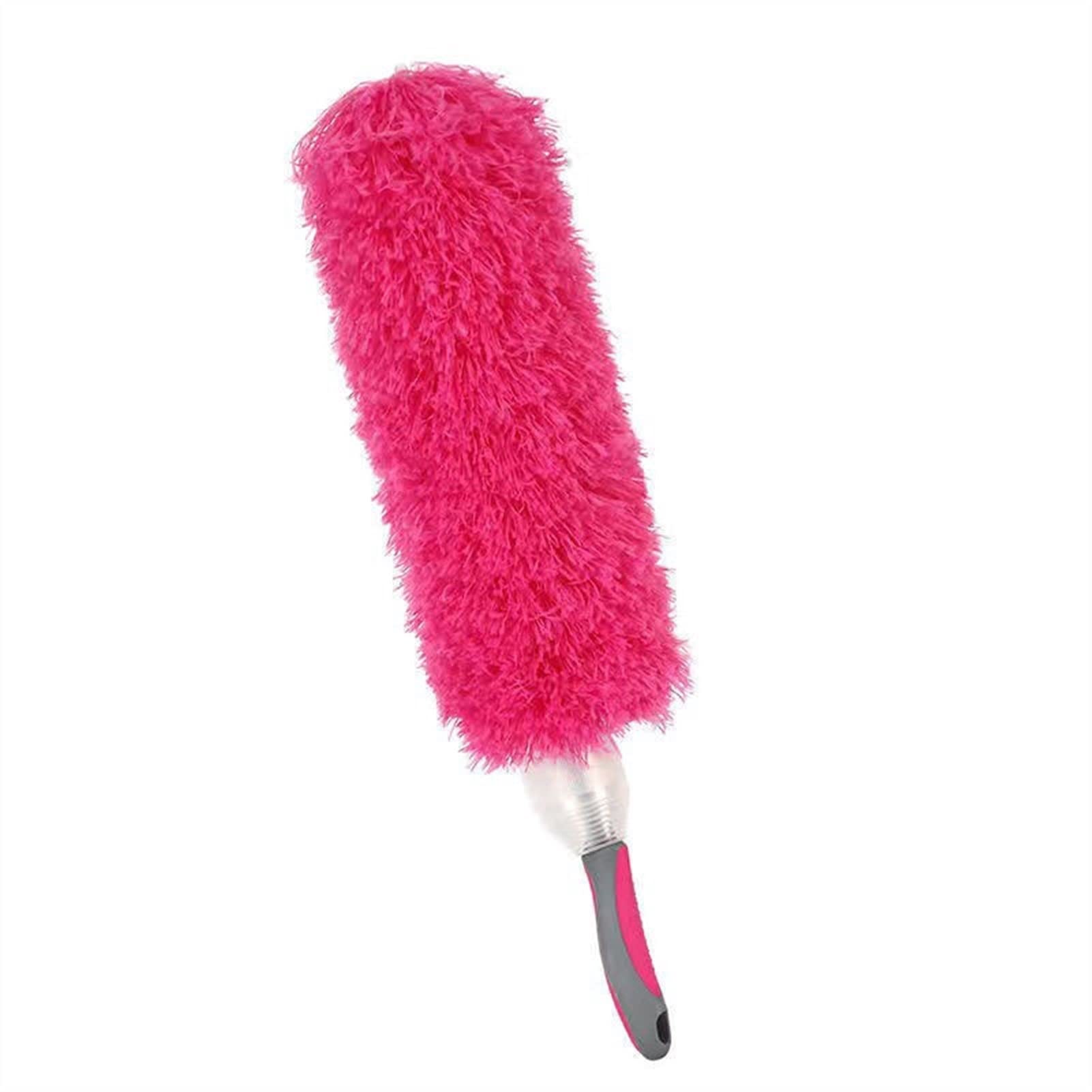 Mikrofaser-Handstaubwedel, biegsamer Kopf, waschbar, Mehrfarbig(Pink)