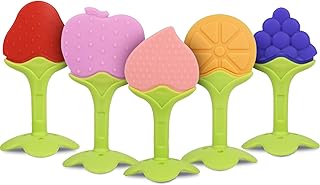 Vicloon Beißring Baby, 5 Stück Beißring Spielzeug, Baby Spielzeug und Zahnungshilfe für 3 6 9 Monate, Beißrings aus Silikon BPA-frei, Beißrings und Lernzahnbürste