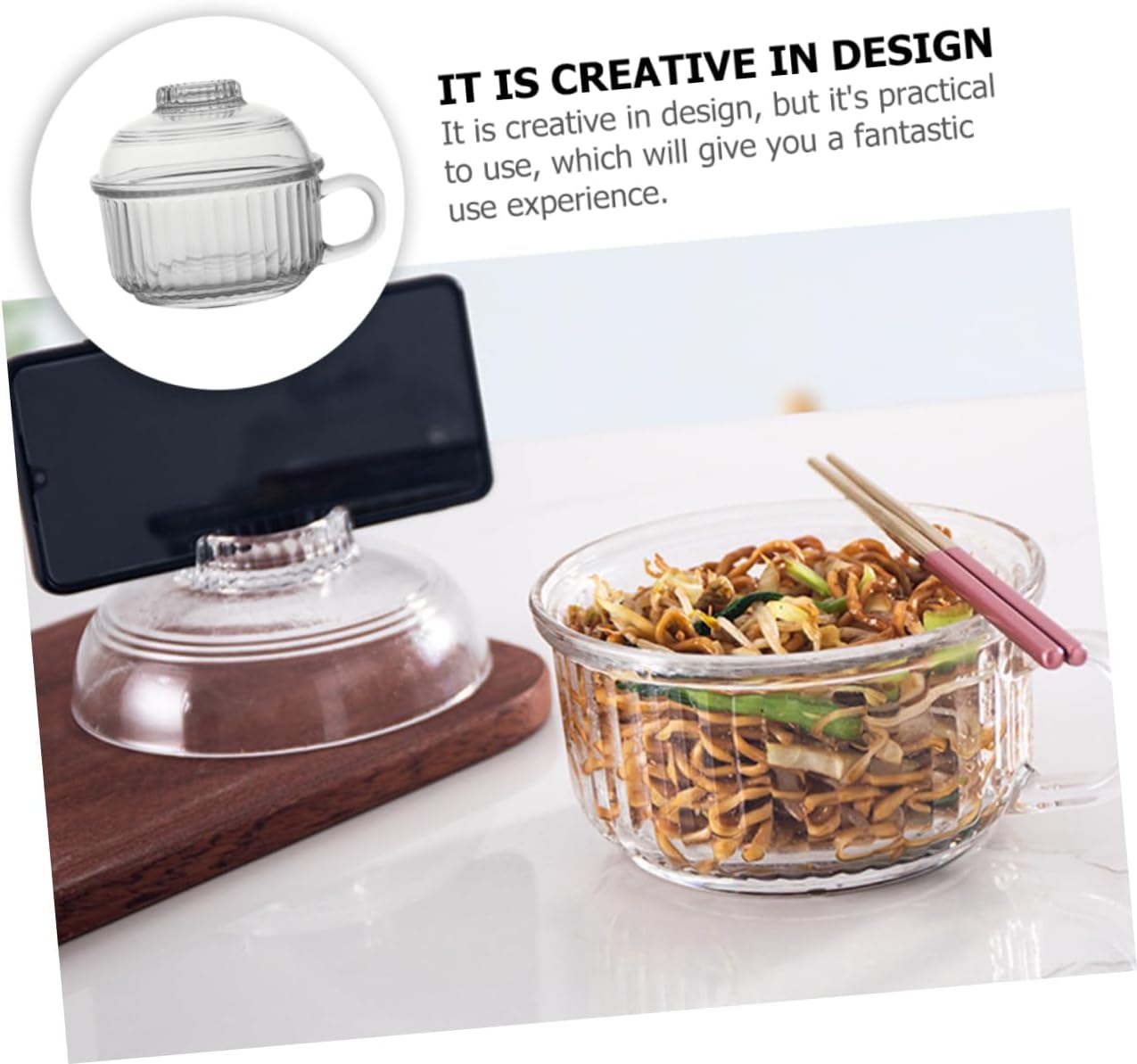 Stylish Tempered Glass Bowl Breakfast Cereal Cup Glass Milk Cup Microwave Oven Safe