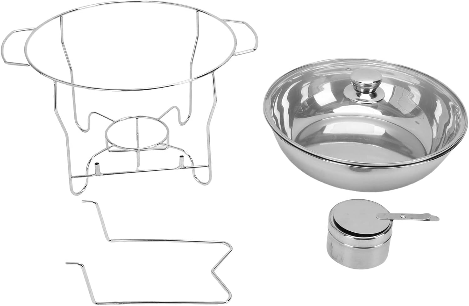 CHICIRIS Chafing Dishes for Buffet, 4 Pack 6QT Round Stainless Steel Buffet Food Warmer Set with Glass Lid and Ventilation Holes, for Catering Events Parties Weddings (3.5L)