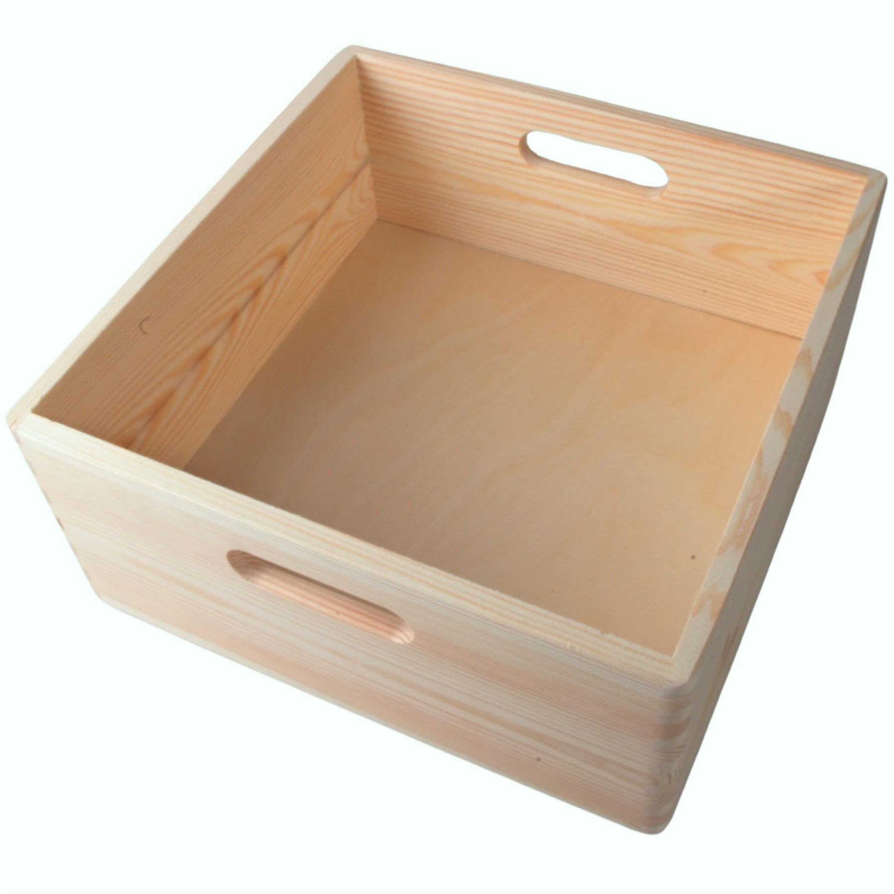 Woodeedoo Natural Medium Duty Under Bed Wooden Storage Crate With Handles – 30 X 30 X 14 Cm Stackable 9L Wood Box For Toys Clothing Linen Crafts – Unfinished Decorative Pine Organiser