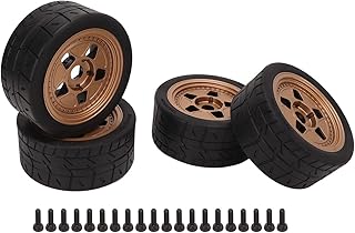Dilwe RC Drift Tires, 4 Pcs/Set RC Cars Drift Wheels, Plastic Whees & Tire Replacement for ARRMA Infraction, Felony, Slash 1/7 1/8 RC Professional Sports Car, Brown