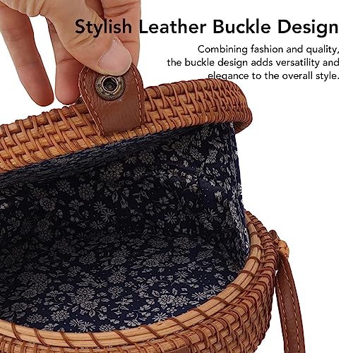 Zerodis Round Straw Purse, Rattan Bag with Adjustable Strap Summer Beach Crossbody Basket Vacation Purse for Women 5