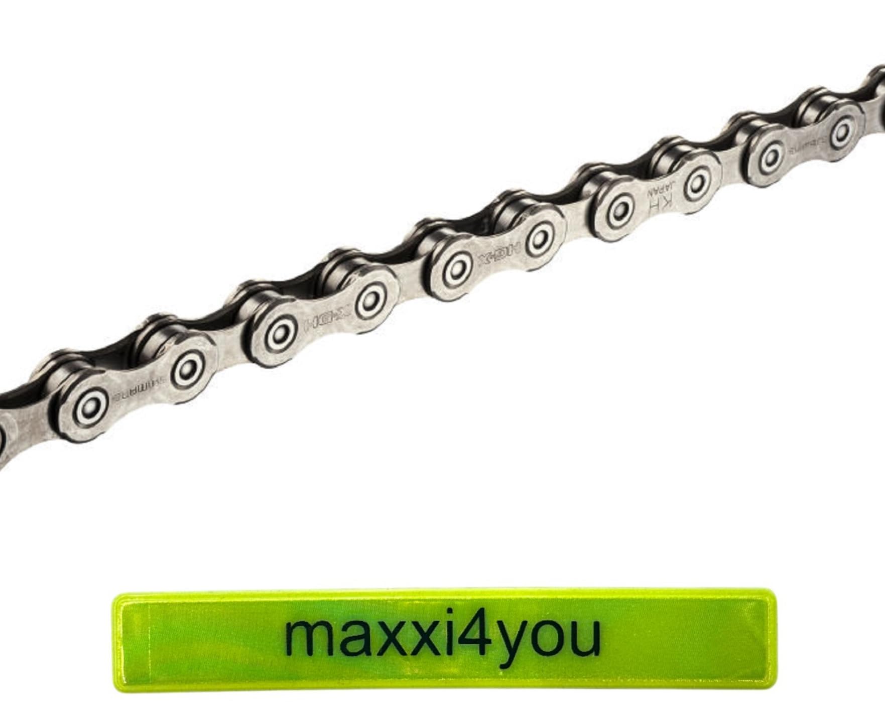 Shimano Kette CN-E6090 10-fach 138 Glieder in silber inkl. maxxi4you Reflexband