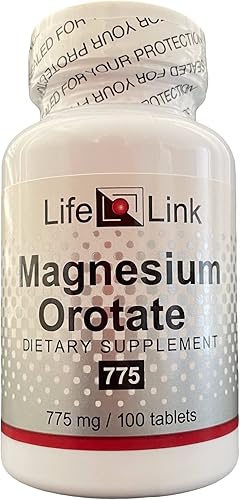 LifeLink 's Orotato de magnesio | 775 mg x 100 tabletas | Cerebro, hueso, salud cardiovascular | Sin gluten y sin OMG | Fabricado en los Estados